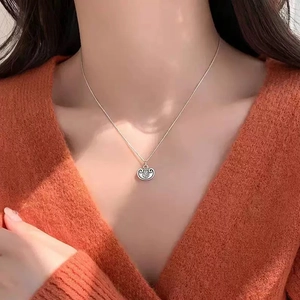 S925 sterling silver Ruyi lock necklace featuring Fu character in Chinese style
