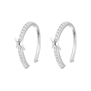 Minimalist S925 sterling silver C-shaped star stud earrings with zircon stones