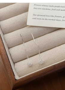 Macro shot of S925 sterling silver tassel earring with hollow dandelion sphere detail