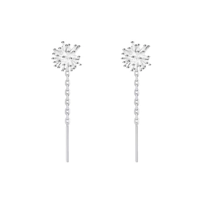 Elegant S925 sterling silver dandelion tassel threader earrings with starburst design