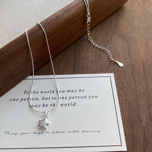 S925 Sterling Silber Stern Anhänger Halskette mit verstellbarer Kette auf Karte