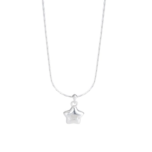 Minimalistische S925 Sterlingsilber Halskette mit süßem Glücksstern-Anhänger und Smiley-Gravur