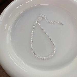 Minimalistisches S925 Sterlingsilber Perlenarmband mit Karabinerverschluss und Verlängerung
