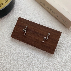 Orecchini a Bottone a Forma di Serpente in Argento Sterling S999 Minimalista con Strass Intarsiati Gioielli Donna