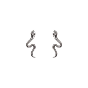 Orecchini a perno a serpente in argento sterling S999 con brillanti accenti in zirconia