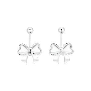Elegante S999 Sterling Silber Schleife Ohrringe mit Schraubverschluss und poliertem Metall