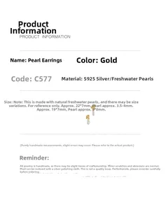 S925 silver baroque freshwater pearl earrings size and specification chart in gold