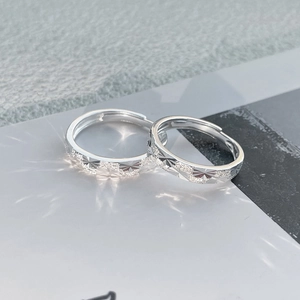 Bagues de Couple Ciel Étoilé Argent Sterling 999 Dépoli Réglable Ouvert pour Hommes Femmes Bijoux de Mariage Romantique