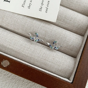 S925 Sterling Silver Snake Stud Earrings With Colorful Zirconia Minimalist White Gold Plated Niche Jewelry For Women
