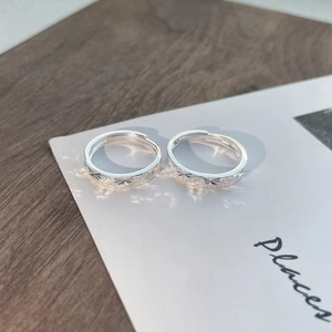 Bagues de couple étincelantes en argent S999 avec design ouvert et réglable étoilé