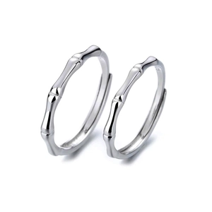 Anelli di coppia minimalisti in argento sterling 999 con design a nodo di bambù