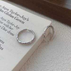 Minimalist 925 Sterling Silver Couple Rings Featuring Adjustable Open End And Hammered Texture Finish For Men Women Daily Dating Jewelry