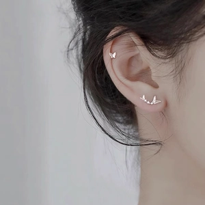 Boucles Oreilles Clous Papillon Argent Fin 999 Zircone Bijoux Minimalistes Pour Femmes Accessoires Perçage Délicats