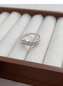 Detail shot of S925 sterling silver snake ring with pavé cubic zirconia and S925 hallmark