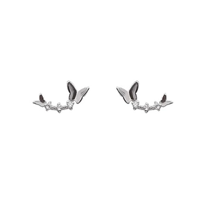 Élégantes boucles d'oreilles papillon en argent massif 999 avec des oxydes de zirconium