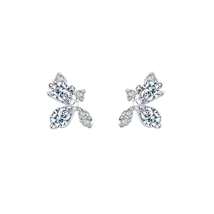 Eleganti orecchini a farfalla in argento 999 con brillanti zirconi a forma di pera