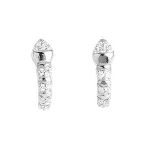 Elegant S925 sterling silver snake earrings with pavé set sparkling zircon stones