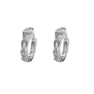 Créoles serpent en argent sterling S925 avec zircons rectangulaires transparents