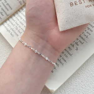 Exquisite S925 sterling silver rose flower bracelet with delicate leaf charms on wrist