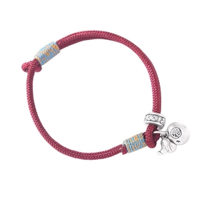 Handcrafted red cord bracelet with silver gourd charm and Fu character engraving