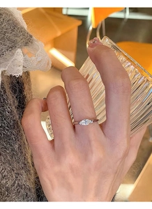 Elegant S925 sterling silver marquise cut diamond ring shown on model's hand