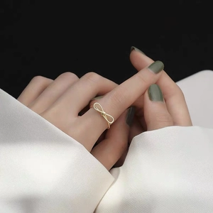 925 Sterling Silver Minimalist Hollow Bow Tie Open Ring Adjustable Fashion Jewelry Polished Gold Silver Rings For Women Gift