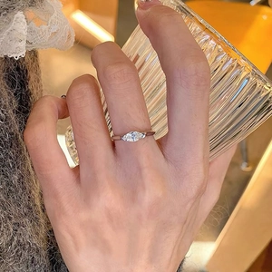 S925 Sterling Silver Marquise Zirconia Ring Angel Eye Design White Gold Plated Women Minimalist Wedding Party Jewelry Accessory