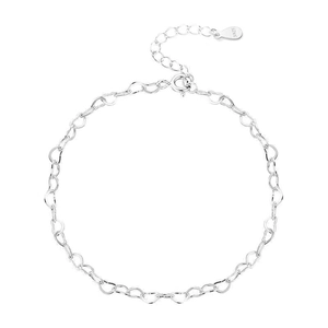 Elegant S925 sterling silver chain bracelet with minimalist heart-shaped links and clasp