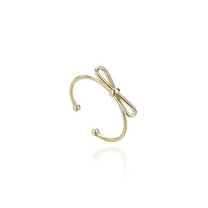 Minimalist S925 sterling silver bow open ring with elegant gold-plated metal finish