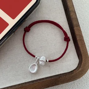 S925 Sterling Silver Snake Zodiac Red Rope Bracelet For Women Adjustable Handmade Braided Fortune Bracelet Traditional Jewelry