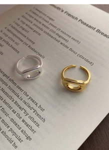 Minimalist S925 sterling silver hollow oval open rings in gold and silver finishes