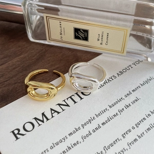 Elegant S925 sterling silver adjustable oval open rings in gold and silver finish