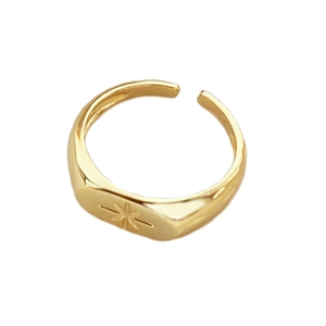 S925 sterling silver minimalist eight-pointed star adjustable gold ring in polished finish