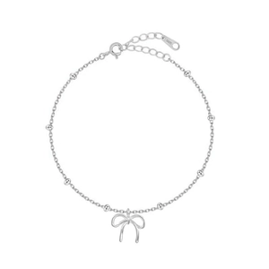 Elegante bracciale con perline in argento sterling S925 con ciondolo a fiocco per donna