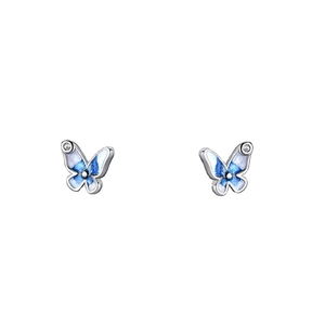 Orecchini a farfalla minimalisti in argento sterling S999 con ali blu sfumate