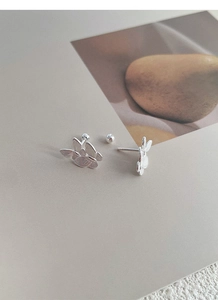 Detailed macro shot of S999 sterling silver butterfly stud earrings with screw ball backs