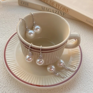 Boucles d'Oreilles Pendantes Élégantes en Künstliche Perle d'Imitation Style Français Avec Crochet en Argent Sterling S999 Zircon Incrusté Bijoux Minimalistes Pour Femmes Mariage Quotidien
