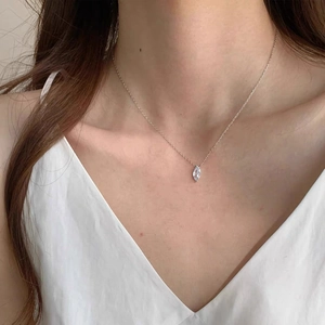 Exquisite S925 sterling silver marquise cut zircon pendant necklace for elegant women