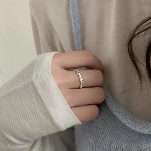 Minimalist S925 Sterling Silver Heart Ring For Women Adjustable Open Finger Ring Luxury Elegant Jewelry Accessory Gift