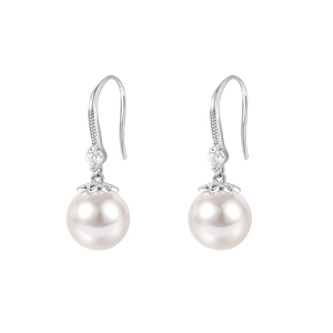 Élégantes boucles d'oreilles en argent S999 avec perles blanches et zircons brillants