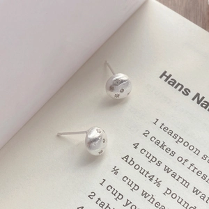 S925 Sterling Silver Brushed Starburst Stud Earrings Minimalist Round Rhinestone Inlaid Small Geometric Jewelry For Women