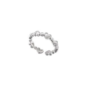 Minimalist S925 sterling silver heart-shaped adjustable open ring for women