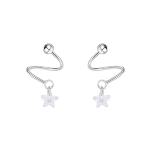 Eleganti orecchini a stella in argento S925 con zirconi e chiusura a vite sicura