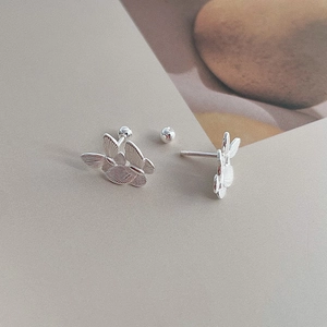 Exquisite S999 sterling silver butterfly stud earrings with screw-back design and texture