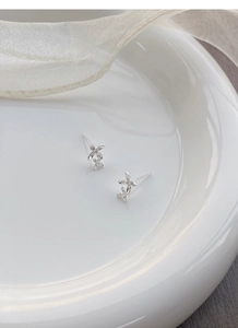 Macro shot of silver sweet osmanthus flower studs on a white ceramic plate
