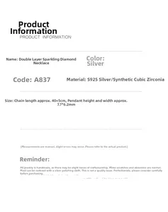 Detailed specifications of double-layered S925 sterling silver necklace with cubic zirconia
