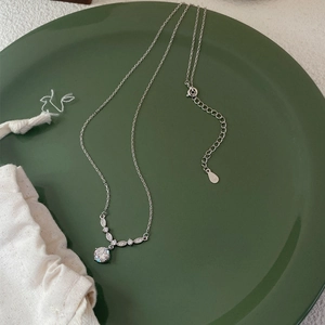 S999 Argent Sterling Fleur Zircon Pendentif Collier Femmes Luxe Léger Mode Chaîne de Clavicule Bijoux Cadeau