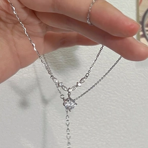 Collier fleur en argent sterling S999 avec pendentif zircon goutte d'eau et chaîne en O
