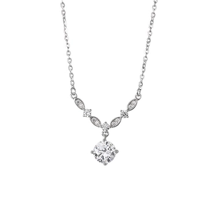 Collier fleur en argent sterling S999 avec pendentif zircon goutte pour femme