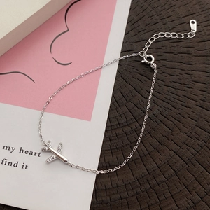 S925 sterling silver airplane bracelet for women featuring sparkling zircon accents